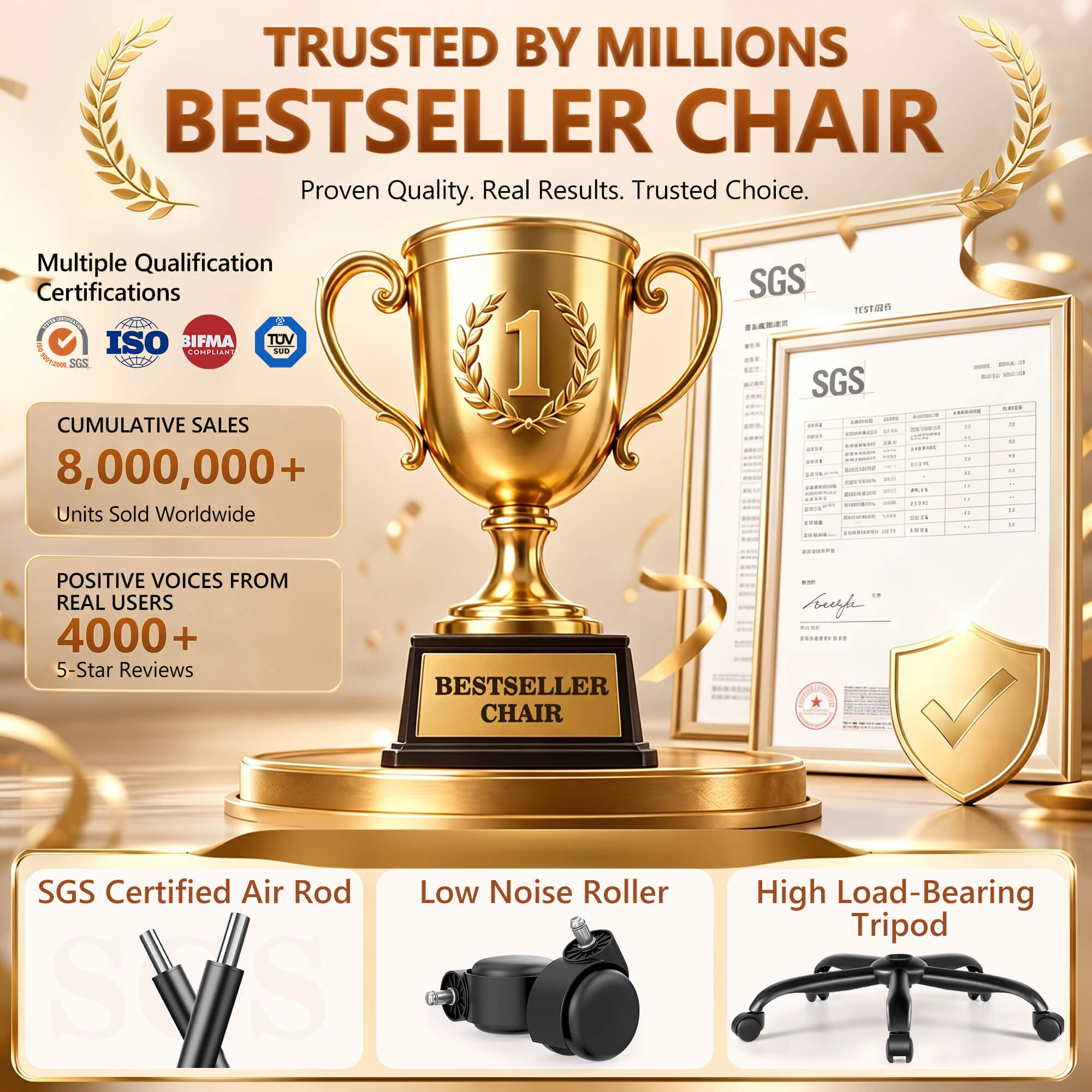 HeroSet High Back PU Leather Office Chair with 90° Flip-Up Arms – Ergonomic Desk Chair for Home Office, Computer Desk Chair with Adjustable Height
