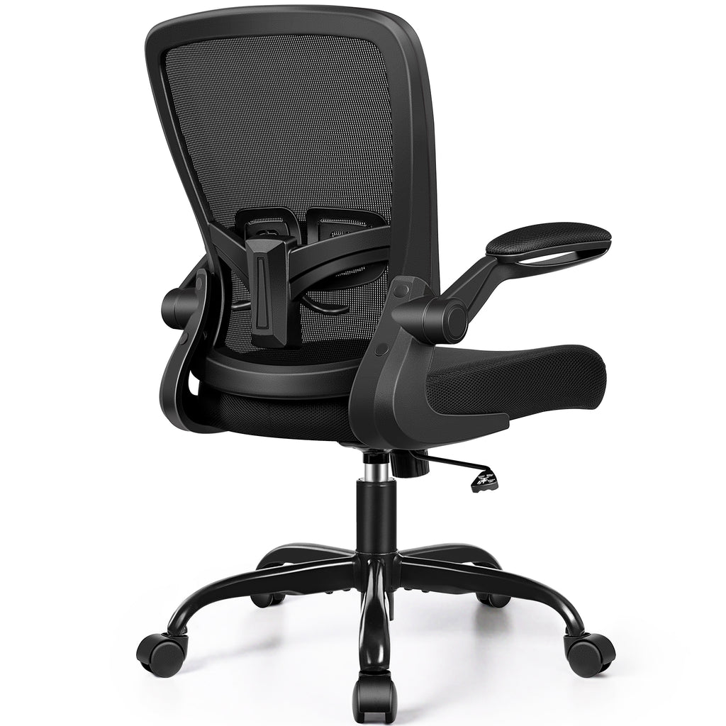 HeroSet Ergonomic Office Chair 2026 - Mesh Desk Chair with Flip-up Armrests, Adjustable Height and Lumbar, 360° Swivel Comfortable Computer Chairs for Home, Conference Room, Reception, Max 350lbs, Black