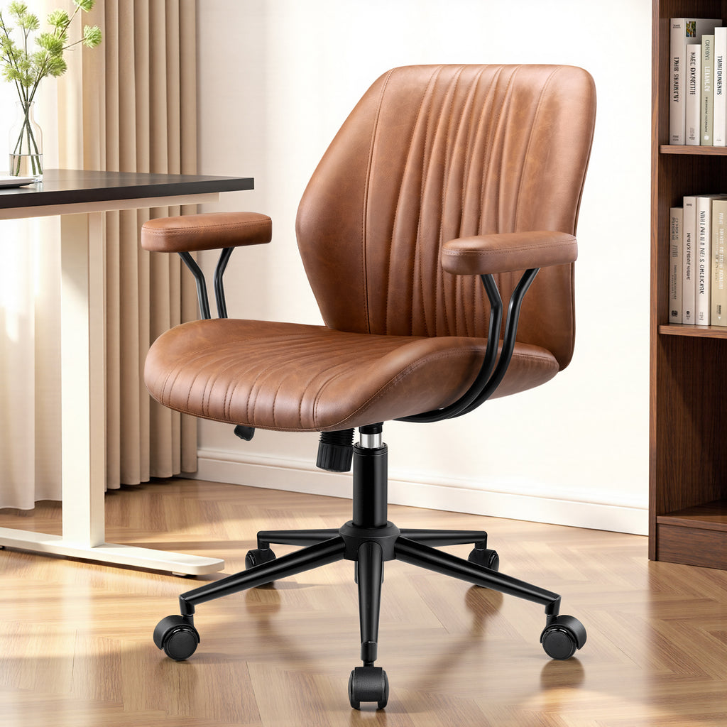 HeroSet Leather Office Chair with Removable Armrests
