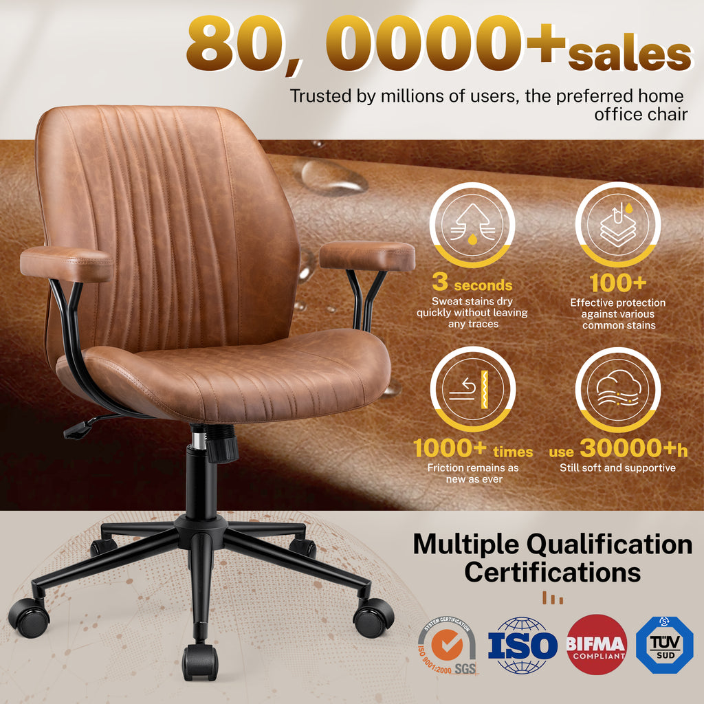 HeroSet Leather Office Chair with Removable Armrests
