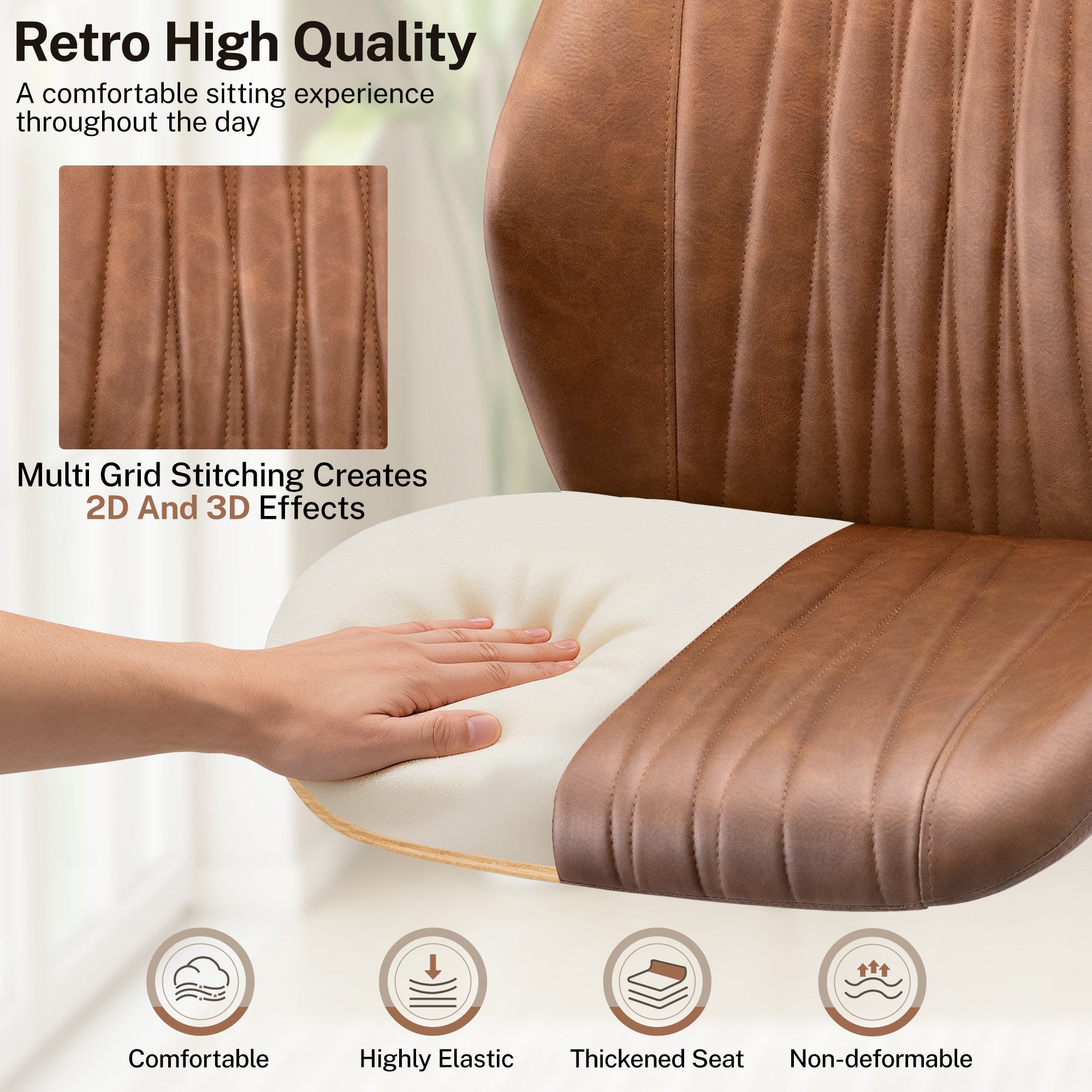 HeroSet Leather Office Chair with Removable Armrests