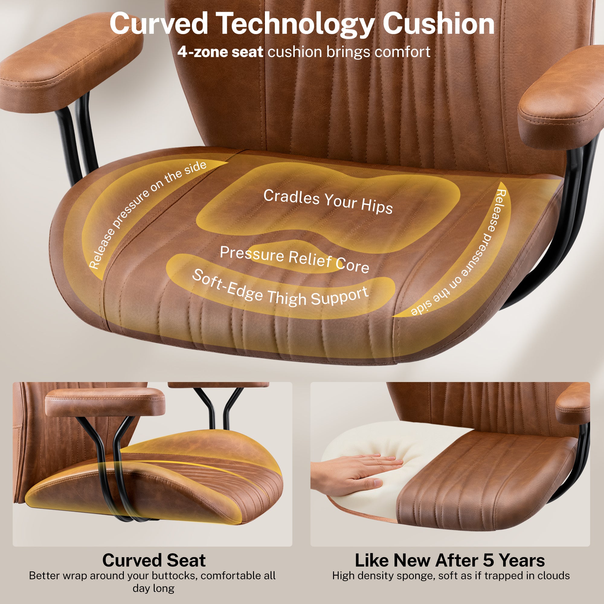 HeroSet Leather Office Chair with Removable Armrests