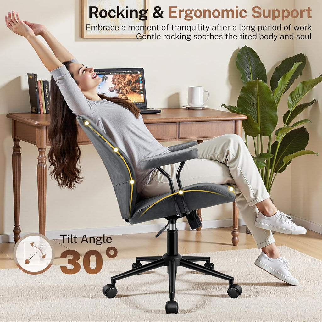HeroSet Leather Office Chair with Removable Armrests