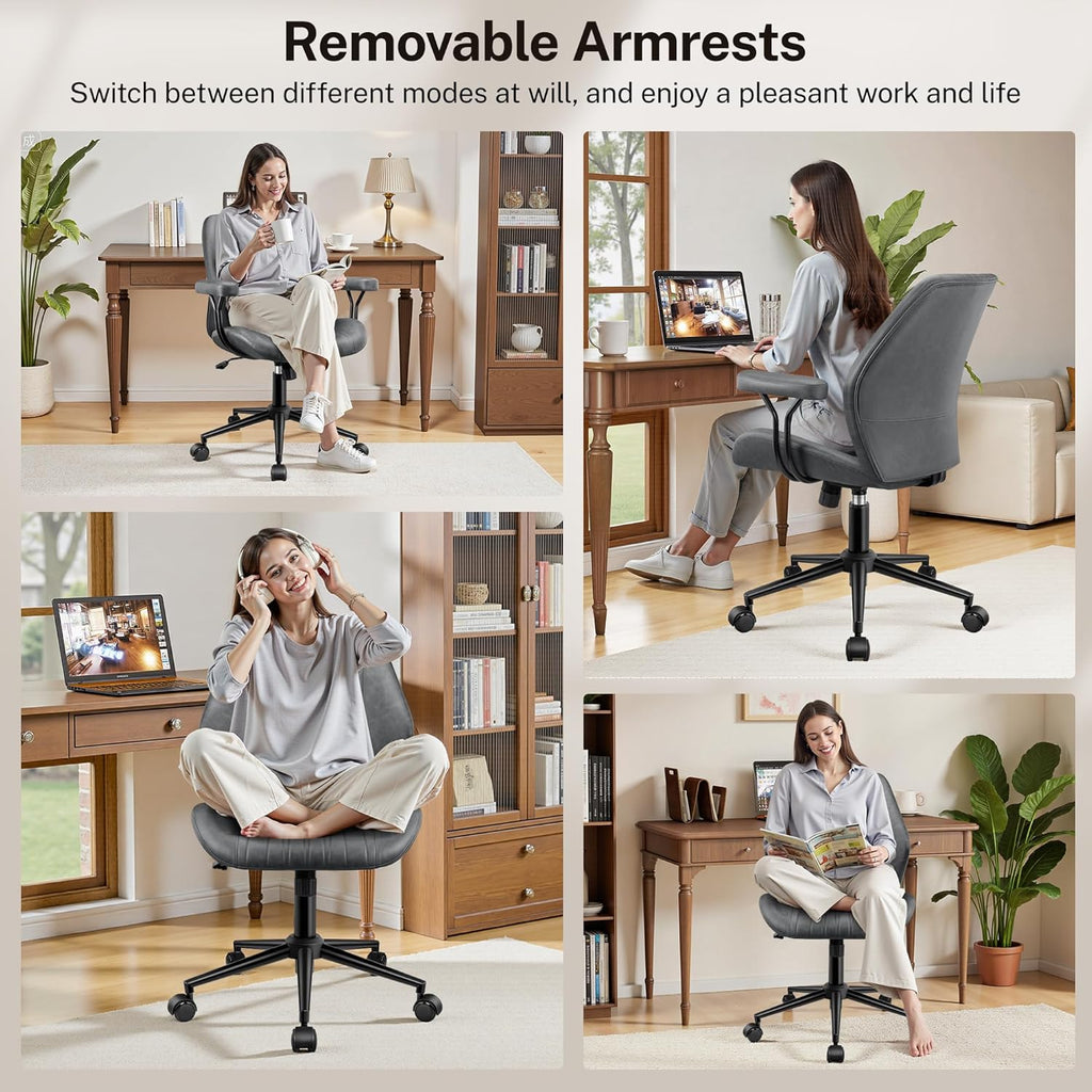 HeroSet Leather Office Chair with Removable Armrests