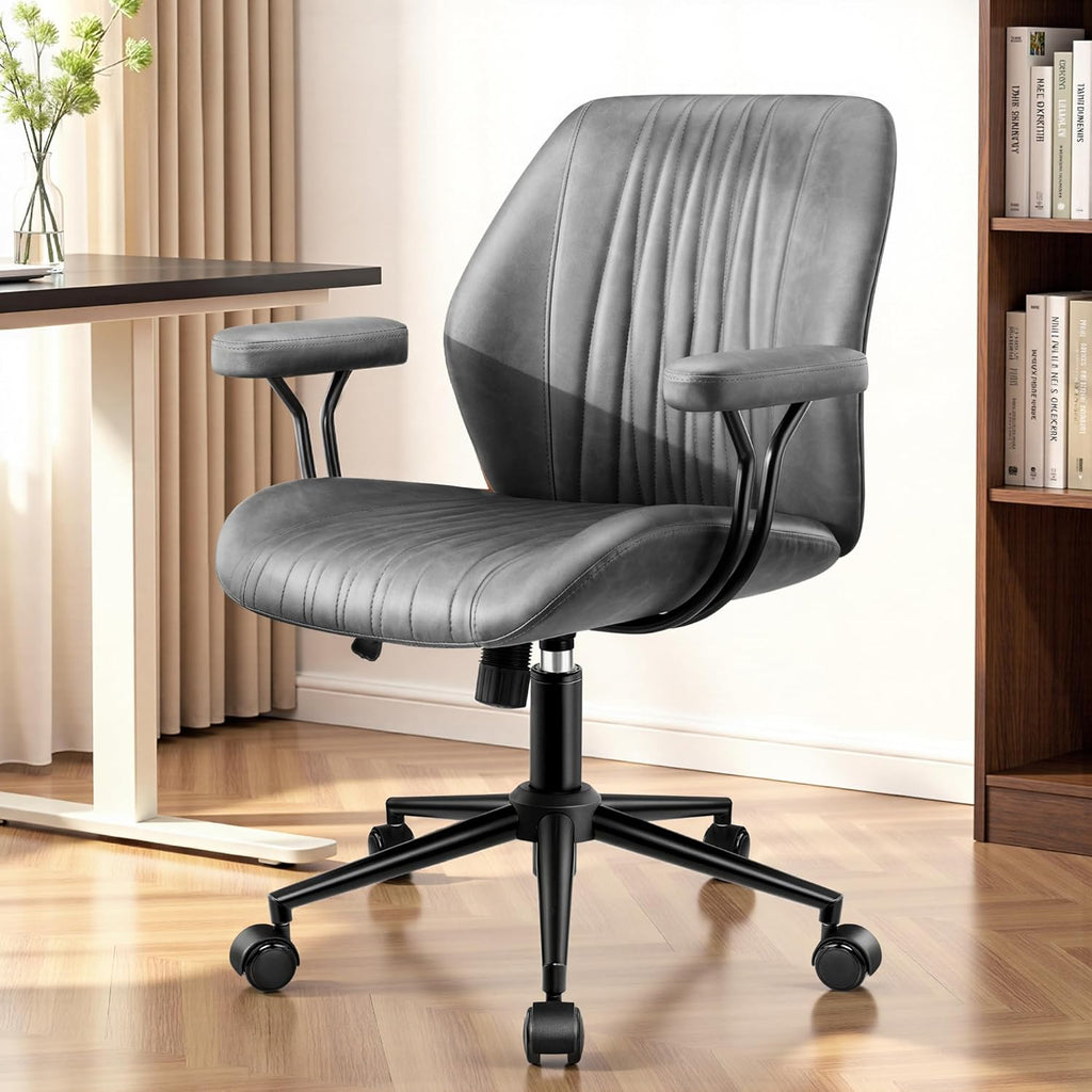 HeroSet Leather Office Chair with Removable Armrests