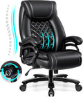 Big and Tall 500lbs Office Chair,Heavy Duty Large PU Leather Executive Desk Chair with Wide Seat, Adjustbale Ergonomic Lumbar Support High Back Rocking Computer Chair for Heavy People
