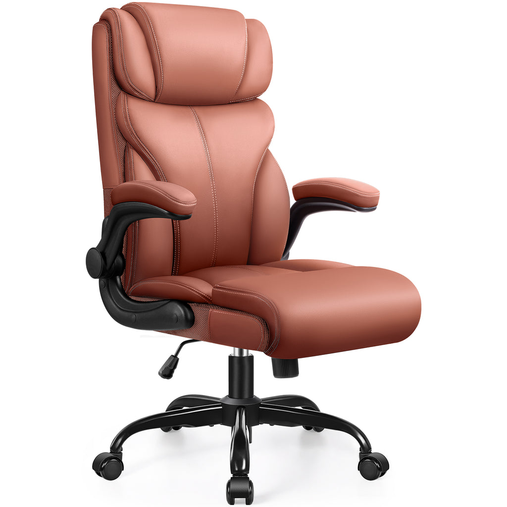 HeroSet Office Chair, Ergonomic Big and Tall Computer Desk Chairs, Executive Breathable Leather Chair with Adjustable Flip-up Armrests, Lumbar Support Swivel PC Chair with Rocking Function