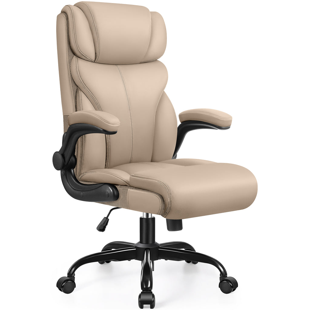 HeroSet Office Chair, Ergonomic Big and Tall Computer Desk Chairs, Executive Breathable Leather Chair with Adjustable Flip-up Armrests, Lumbar Support Swivel PC Chair with Rocking Function