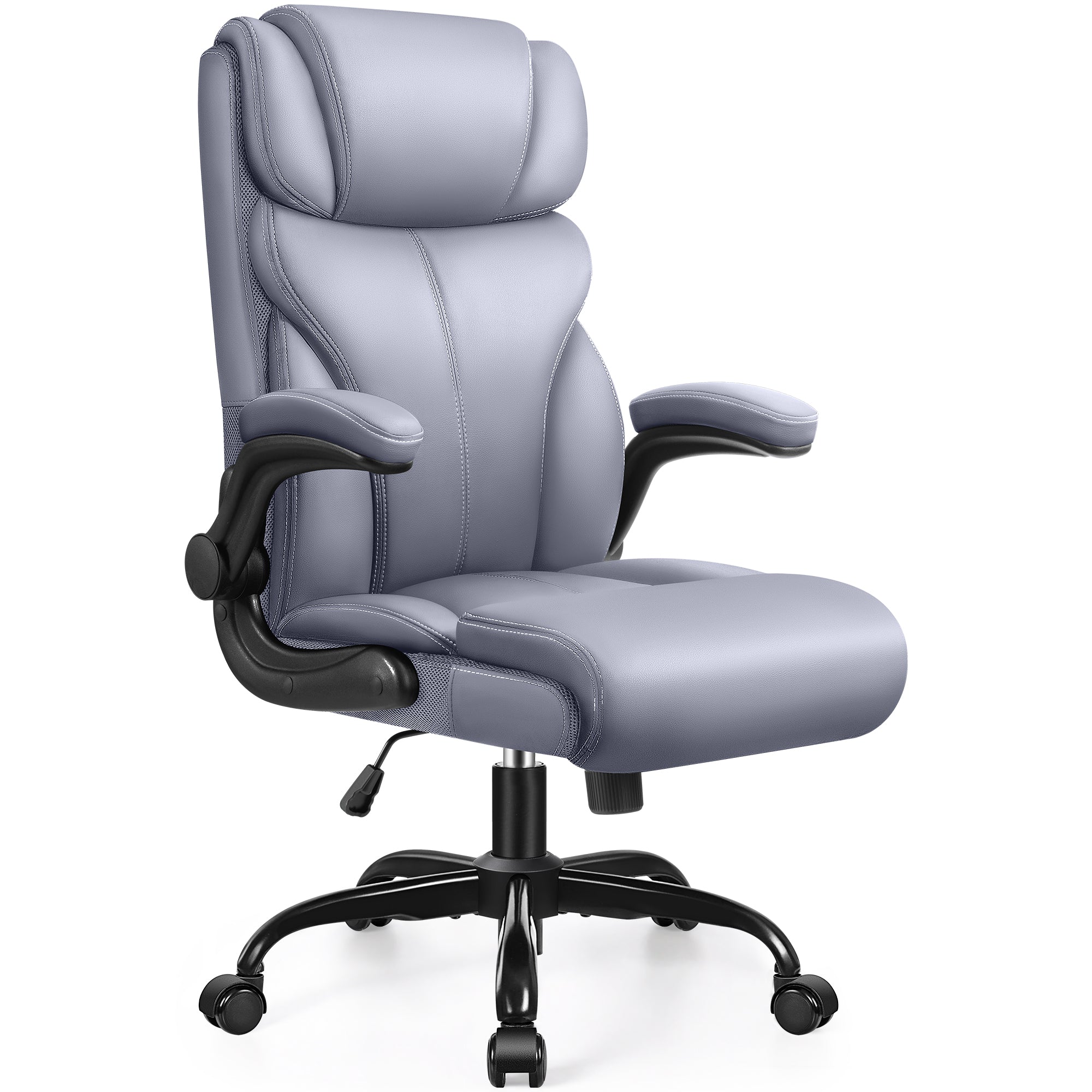 HeroSet Office Chair, Ergonomic Big and Tall Computer Desk Chairs, Executive Breathable Leather Chair with Adjustable Flip-up Armrests, Lumbar Support Swivel PC Chair with Rocking Function